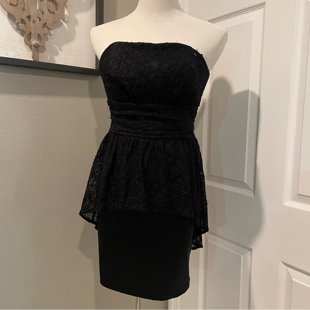Guess Los Angeles Black Lace Strapless Dress Elegant Size 6